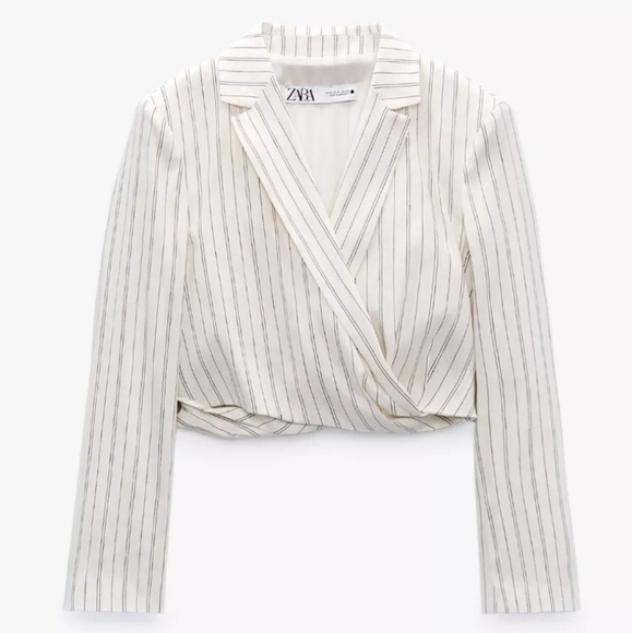 ZARA Womens Long Sleeves Linen Blend Short Cropped Blazer Jacket Size XS - Picture 3 of 15